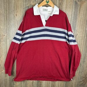 L.L.Bean Rugby Shirt Vintage 90s Striped Long Sleeve Collared Casual Men 2XLT